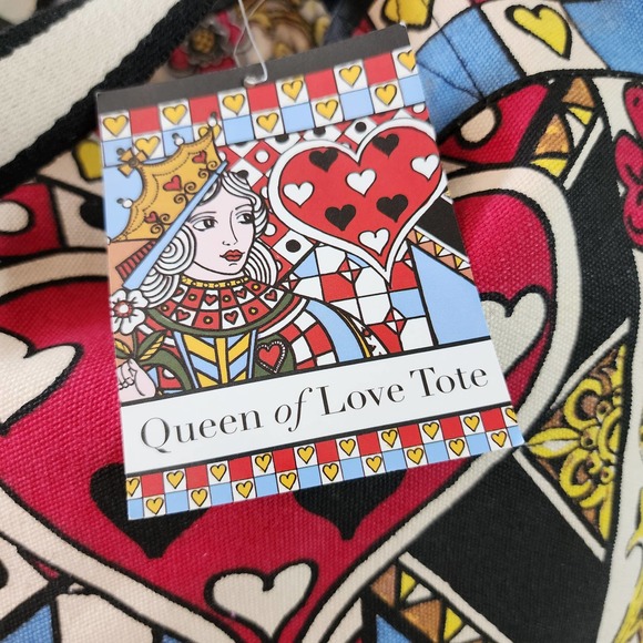 NWT Brighton Queen of Love Canvas Tote Carryall Shoulder Bag Colorful Graphics - Picture 3 of 9